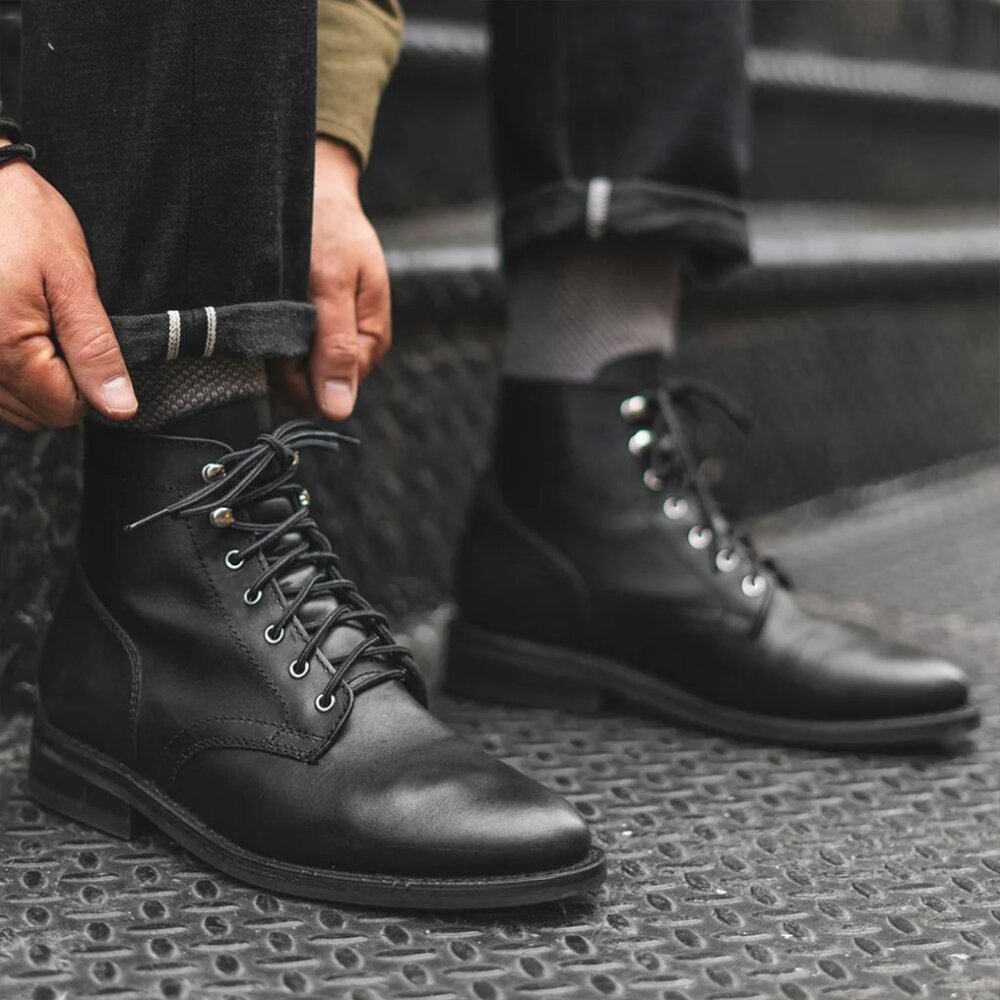 Thursday Boots Men's President Lace-Up Boots in Black Matte Size 10.5